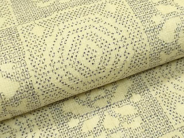 平和屋本店●極上 本場結城紬 重要無形文化財 160亀甲 市松花丸文 逸品 CZAA2368s5