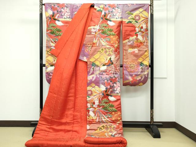 平和屋本店■極上 ブライダルファッションデザイナー・桂由美 色打掛 和装 婚礼 結婚式 花嫁 神社挙式 正倉院飛鶴文 金銀糸 逸品CZAA2380s5