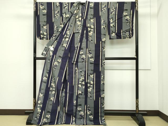 平和屋本店■極上 夏物 撫松庵 小紋・浴衣兼用 草花間道 セオアルファ 洗える着物 逸品 CZAA2389s5
