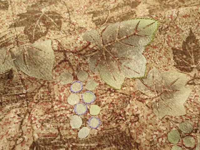 平和屋本店■極上 京の名門 友禅 染の北川 訪問着 仮絵羽 刺繍 葡萄蔦の葉文 たたき染め 逸品 未使用 CZAA2392s5