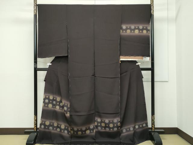 平和屋本店■極上 京の名門 友禅 染の北川 訪問着 仮絵羽 横段花文 暈し染め 鬼しぼ縮緬 赤墨色地 上代88万 逸品 未使用 CZAA2393s5