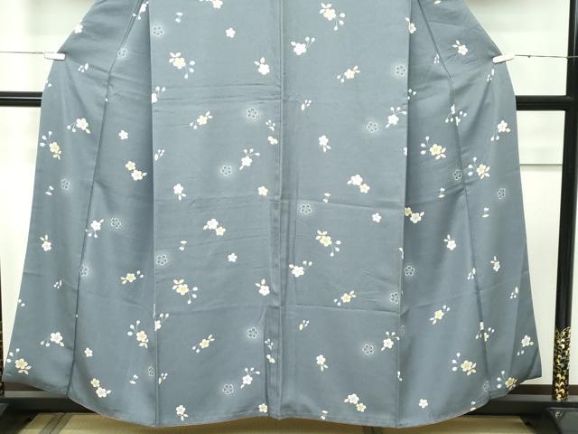 平和屋本店●極上 小紋 蛍暈し 舞花文 鉛色地 逸品 CZAA2405s5
