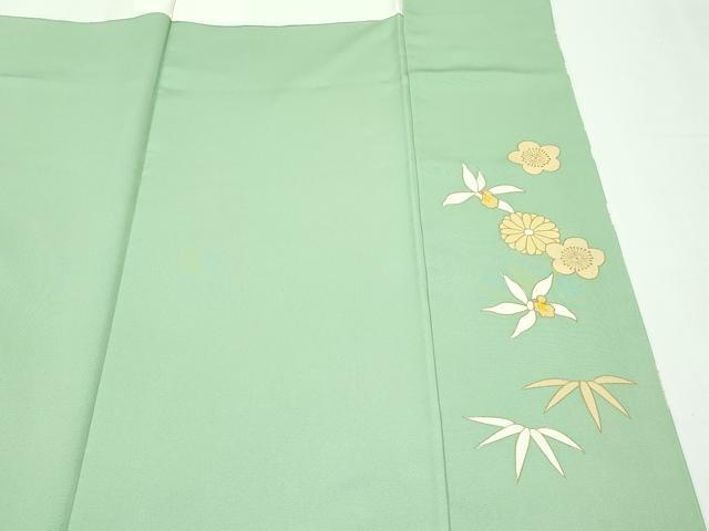 平和屋本店■極上 創業460年・千總 訪問着 駒刺繍 草花文 金彩 山葵色地 三越扱い 逸品 CZAA2406s5