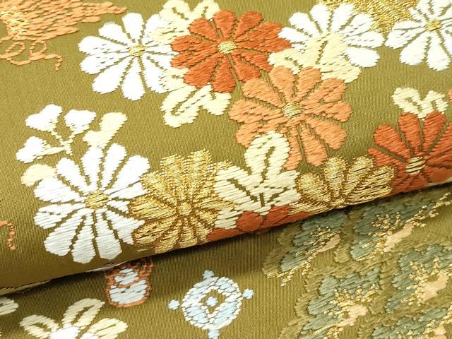 平和屋本店■極上 西陣 河合美術織物謹製 六通柄袋帯 唐織 飛鶴花松籠文 金糸 逸品 CZAA2423s5