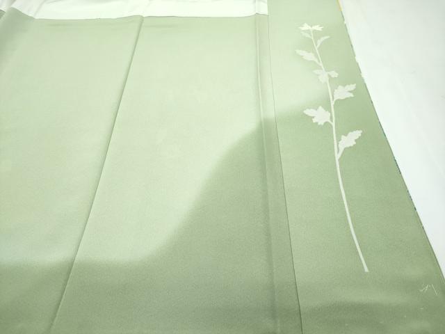平和屋本店■極上 本加賀友禅作家 寺西幸博 訪問着 草花文 暈し染め 若草色地 逸品 未使用 CZAA2464s5