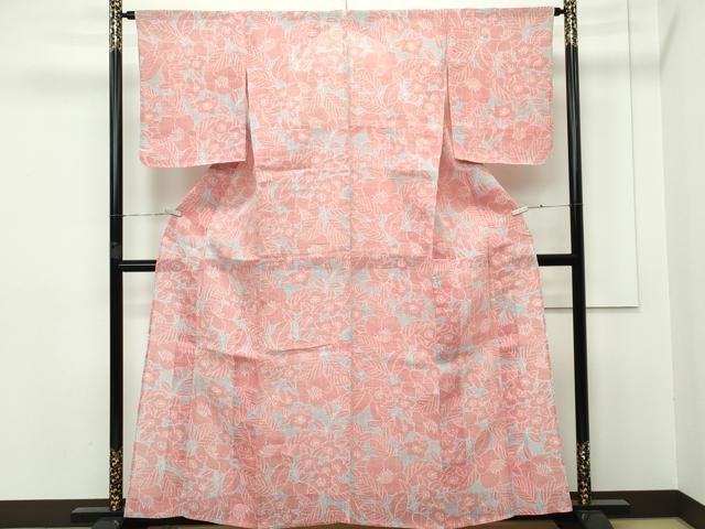 平和屋本店■極上 夏物 本場小千谷ちぢみ 草花文 麻 逸品 未使用 CZAA2483s5