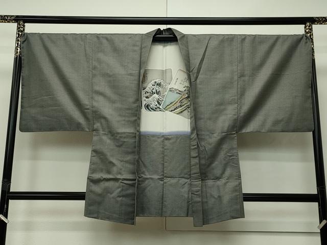 平和屋本店●極上 男性 紬 アンサンブル 100亀甲 逸品 CZAA2499s5