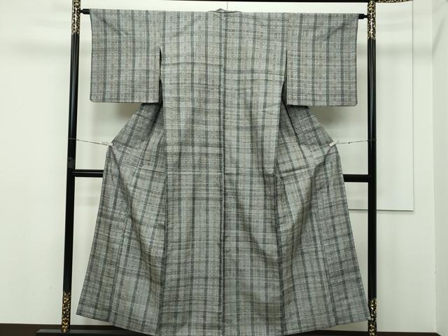 平和屋本店▽極上 伝統工芸士 七代目 吉澤与市 紬 単衣 虹彩花織 証紙付き 逸品 CZAA2513s5