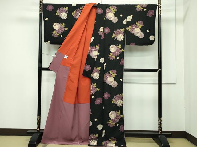 平和屋本店●極上 夢工房 小紋 花毬文 黒地 逸品 CZAA2516s5