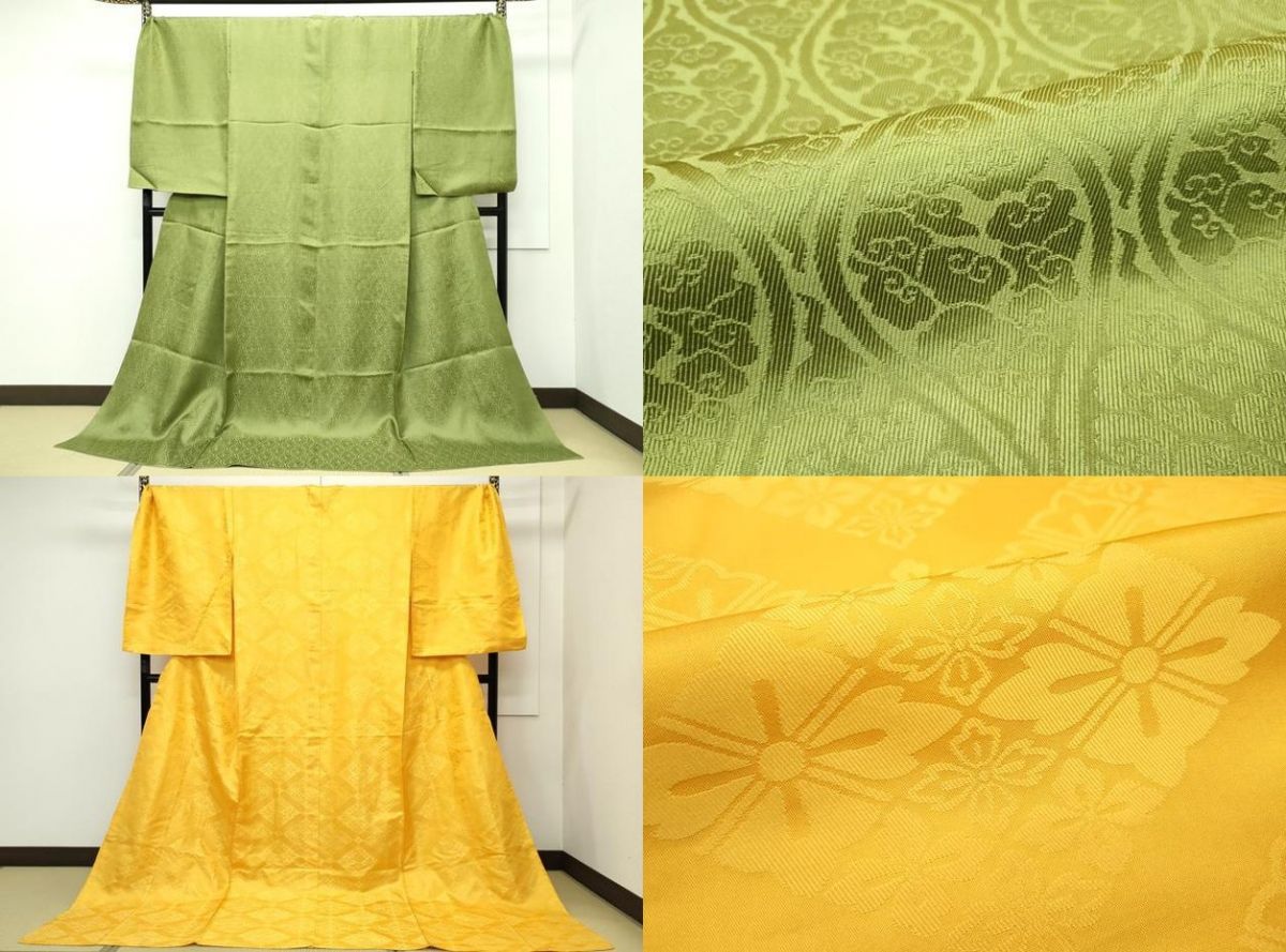 平和屋本店■希少 十二単 唐衣・表着・打衣・五衣 唐織 蝶丸文 逸品 CZAA2521s5
