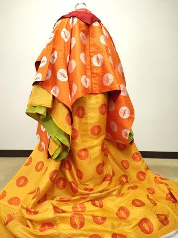 平和屋本店■希少 十二単 唐衣・表着・打衣・五衣 唐織 蝶丸文 逸品 CZAA2522s5