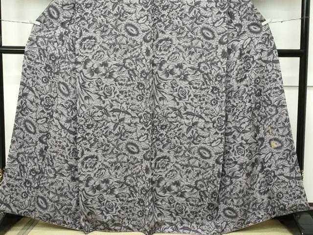 平和屋本店■極上 キモノデザイナー 斉藤上太郎 小紋 草花文 逸品 未使用 CZAA2547s5