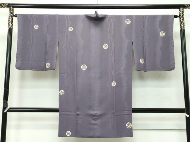 平和屋本店■極上 道中着 ロング丈 絞り 花丸文 金彩 葡萄鼠色 逸品 未使用 CZAA2554s5