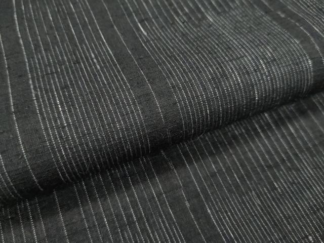 平和屋本店●極上 本場結城紬 重要無形文化財 変わり縞 黒地 逸品 CZAA2566s5