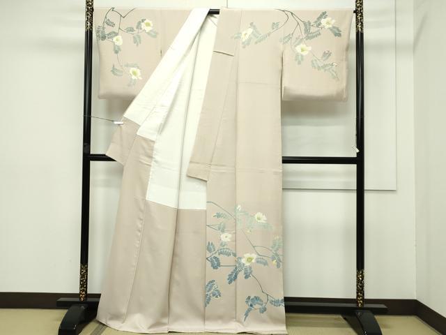 平和屋本店■極上 本加賀友禅作家 由水煌人 訪問着 枝花文 洗柿色地 逸品 CZAA2651s5