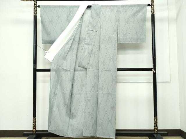 平和屋本店*極上 夏物 結城紬 夏結城 80亀甲 菱 鼠色地 逸品 CZAA2665s5