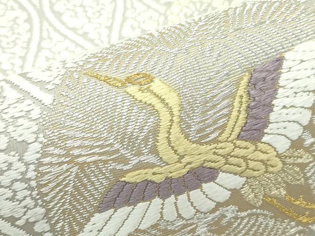 平和屋本店■極上 山口美術織物 皇室 伊勢神宮御用 西陣織 六通柄袋帯 唐織 有職雲立涌松鶴文 金銀糸 色紙・証明書付き 逸品 CZAA2675s5
