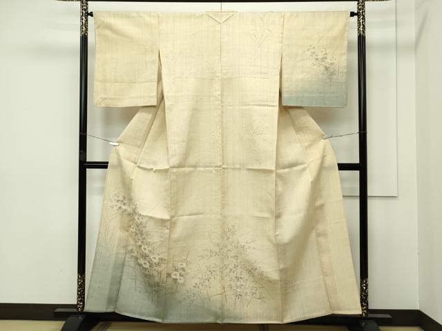 平和屋本店■極上 夏物 訪問着 生紬 手描き 菊 逸品 CZAA2708s5