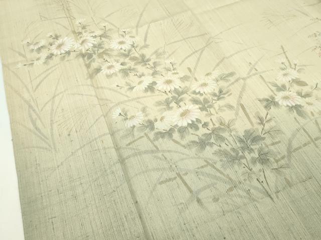 平和屋本店■極上 夏物 訪問着 生紬 手描き 菊 逸品 CZAA2708s5