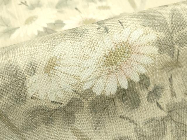 平和屋本店■極上 夏物 訪問着 生紬 手描き 菊 逸品 CZAA2708s5