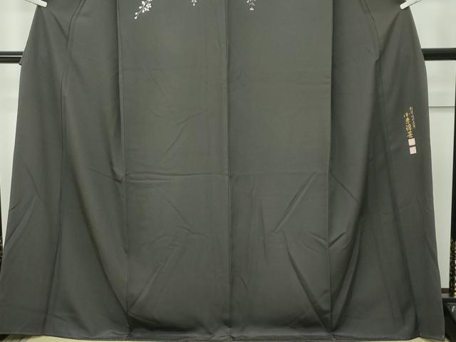 平和屋本店■極上 創業明治元年、京の老舗【小糸染芸】 小糸敏夫 訪問着 草花文 黒橡色地 逸品 未使用 CZAA2712s5