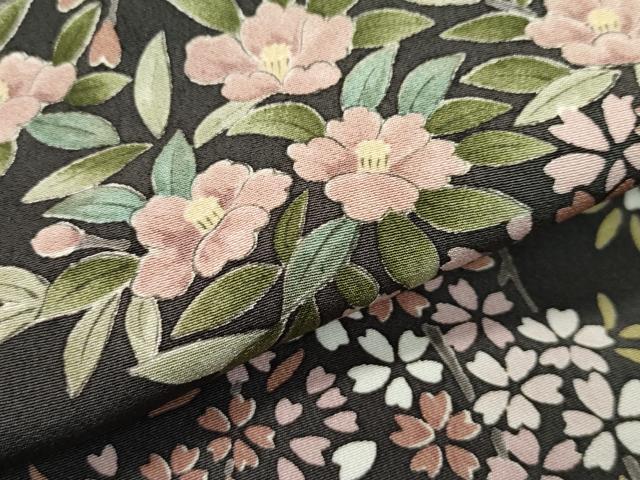 平和屋本店■極上 創業明治元年、京の老舗【小糸染芸】 小糸敏夫 訪問着 草花文 黒橡色地 逸品 未使用 CZAA2712s5
