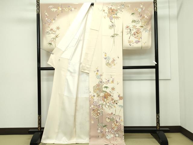 平和屋本店●極上 吉澤友禅 訪問着 駒刺繍 草花文 暈し染め 金彩 逸品 CZAA5409s6