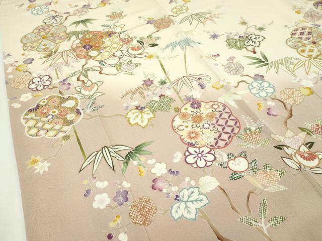 平和屋本店●極上 吉澤友禅 訪問着 駒刺繍 草花文 暈し染め 金彩 逸品 CZAA5409s6