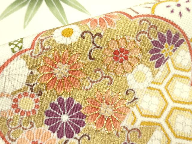 平和屋本店●極上 吉澤友禅 訪問着 駒刺繍 草花文 暈し染め 金彩 逸品 CZAA5409s6