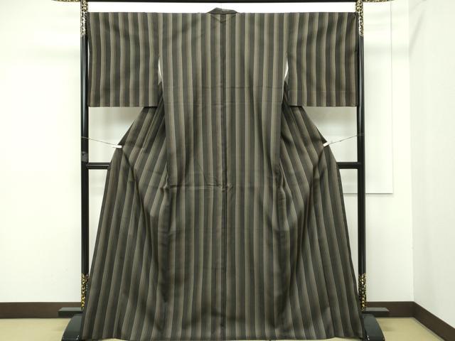 平和屋本店■極上 本場黄八丈 黒八丈 紬 市松綾織 伝統工芸士 西條吉広 証紙付き 逸品 CZAA2723s5