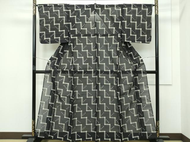 平和屋本店■極上 夏物 本場琉球絣 夏琉球 黒地 逸品 CZAA2738s5