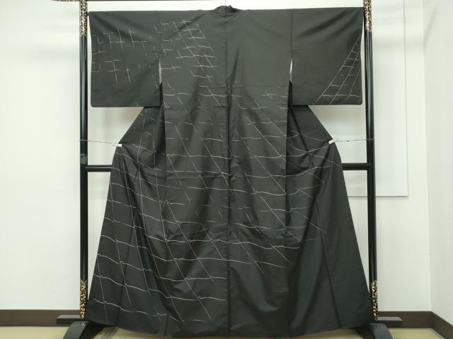 平和屋着物●極上 訪問着 本場大島紬地 刺し子 瓦文 逸品 CZAA5558s6