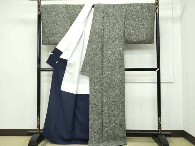 平和屋本店■極上 天然灰汁発酵建本藍 藍染師 大沢石雄 藍香房 小紋 石畳文 証明書・証紙・反端付き 逸品 未使用 CZAA2771s5