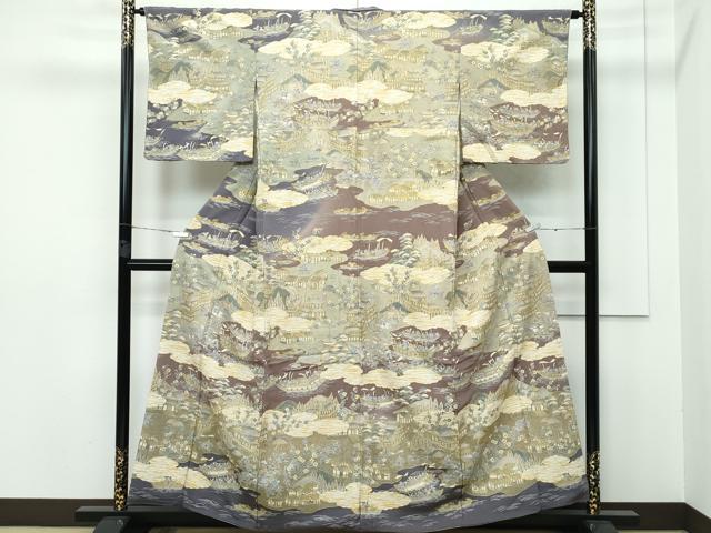 平和屋本店■極上 訪問着 総刺繍 中国三大刺繍 スワトウ刺繍 人物風景文 金糸 鬼しぼ縮緬 逸品 未使用 CZAA2777s5