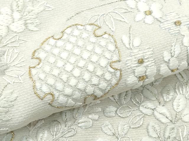 平和屋本店●極上 訪問着 総手刺繍 雪輪地紙草花文 暈し染め 金糸 若芽色地 逸品 CZAA5787s6