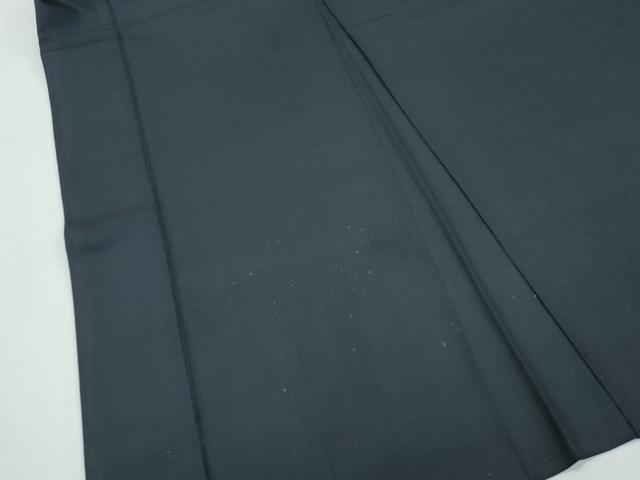 平和屋本店#極上 男性 長羽織 お召地 濃紺地 羽裏:草花文 羽織紐付き 逸品 CZAA2801s5