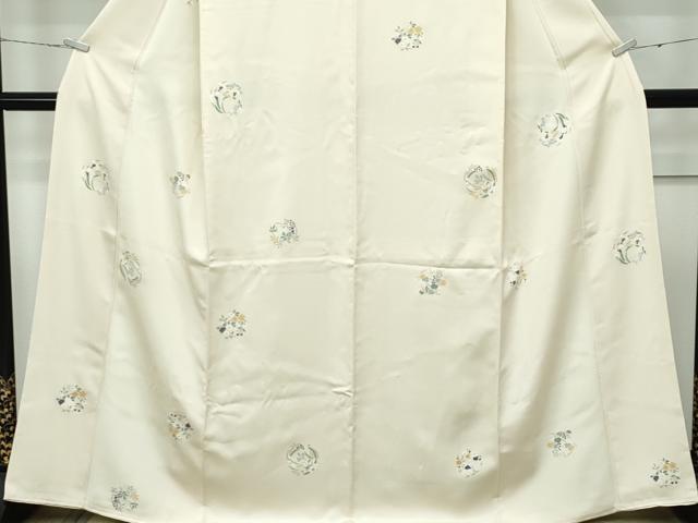 平和屋本店●極上 小紋 草花丸文 金彩 薄香色地 逸品 CZAA5807s6