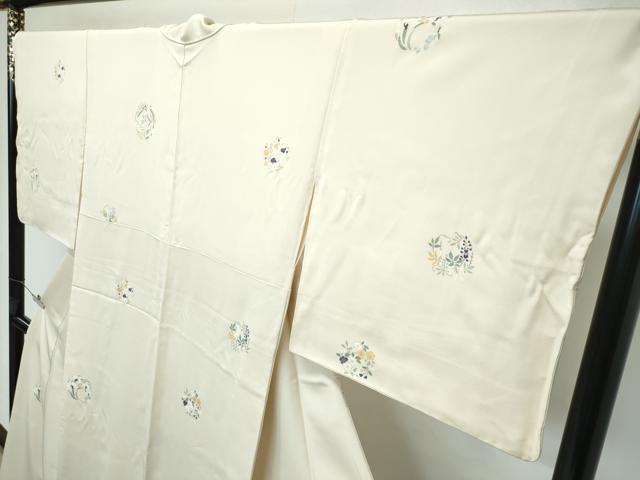 平和屋本店●極上 小紋 草花丸文 金彩 薄香色地 逸品 CZAA5807s6