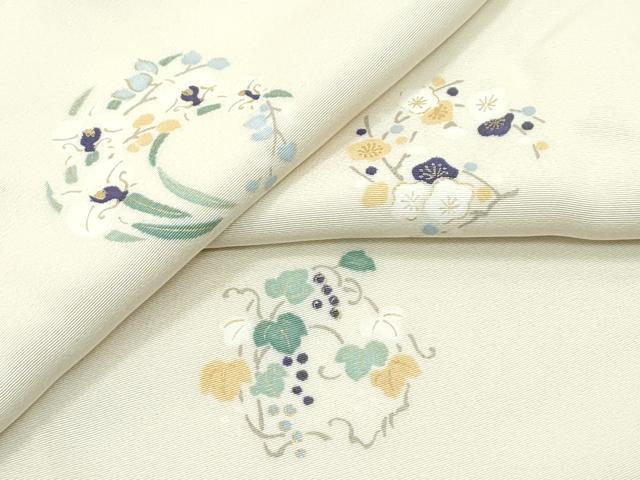 平和屋本店●極上 小紋 草花丸文 金彩 薄香色地 逸品 CZAA5807s6
