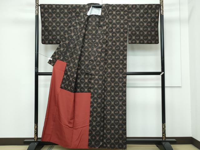 平和屋本店■極上 国指定重要無形文化財 本場久米島紬 手織 胴抜き仕立て 逸品 CZAA2826s5