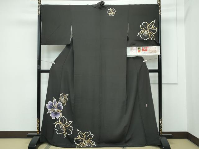 平和屋本店■極上 本加賀友禅作家 鬼島武司 訪問着 カトレア 藍海松色地 やまと金ラベル 証紙付き 逸品 CZAA2844s5