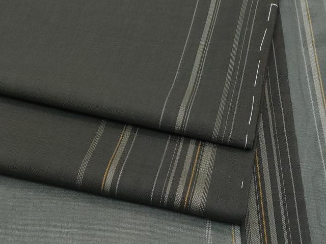 平和屋本店■希少 夏物 本場黄八丈 夏黄八 黒八丈 紗紬 縞 海松茶色地 逸品 未使用 CZAA2848s5