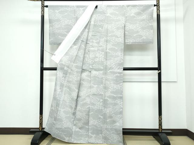 平和屋着物*極上 夏物 結城紬 夏結城 100亀甲 雲取り風景文 アッシュブロンド色地 逸品 CZAA2850s5