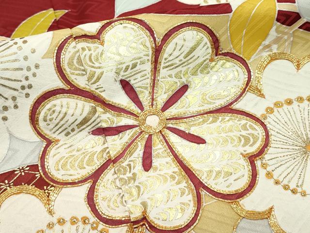 平和屋本店■極上 創業460年・千總 振袖・長襦袢セット 駒刺繍 吉祥草花文 金彩 高島屋扱い 逸品 CZAA2889s5