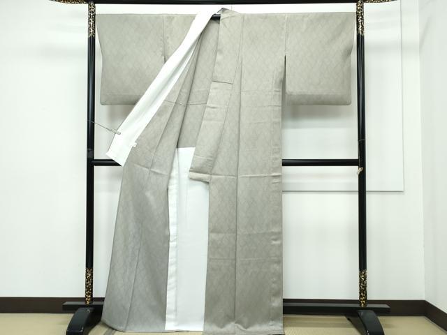 平和屋着物▽極上 工芸染織宮下 小紋 単衣 立涌文様 利休色地 たとう紙付き 逸品 CZAA2908s5