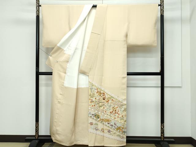 平和屋着物●極上 色留袖 駒刺繍 宝尽くし 金彩 蜂蜜色地 逸品 CZAA2945s5