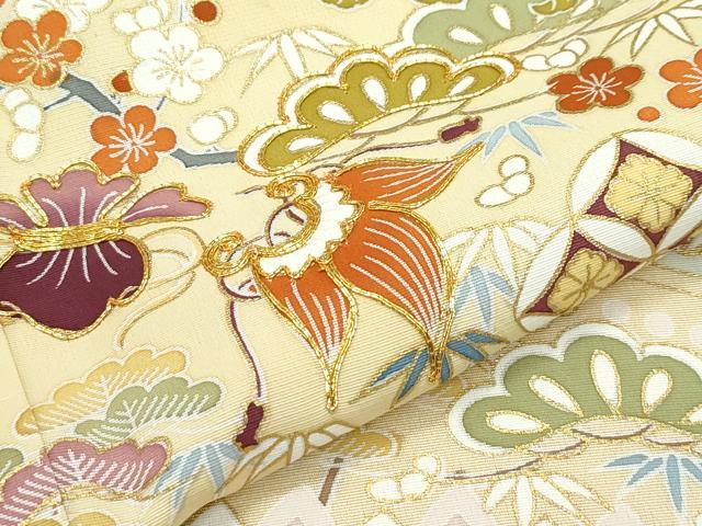 平和屋着物●極上 色留袖 駒刺繍 宝尽くし 金彩 蜂蜜色地 逸品 CZAA2945s5