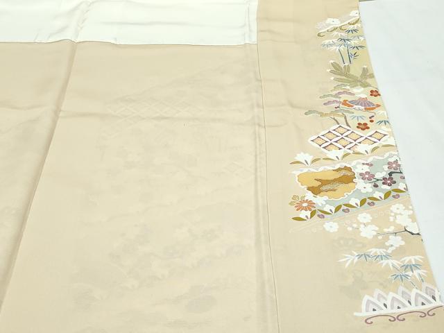 平和屋着物●極上 色留袖 駒刺繍 宝尽くし 金彩 蜂蜜色地 逸品 CZAA2945s5