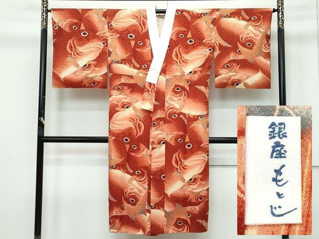 平和屋着物■銀座もとじ 岡重謹製 OKAJIMA 長襦袢 無双仕立て 鯛 逸品 未使用 CZAA2949s5