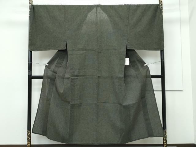 平和屋着物∴極上 男性 夏物 こむさでもーど・COMME CA DU MODE 小紋・浴衣兼用 キングサイズ 十字絣 黒緑色地 綿麻 逸品 未使用CZAA2969s5